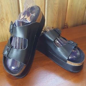 Topshop black platform sandals 8/39